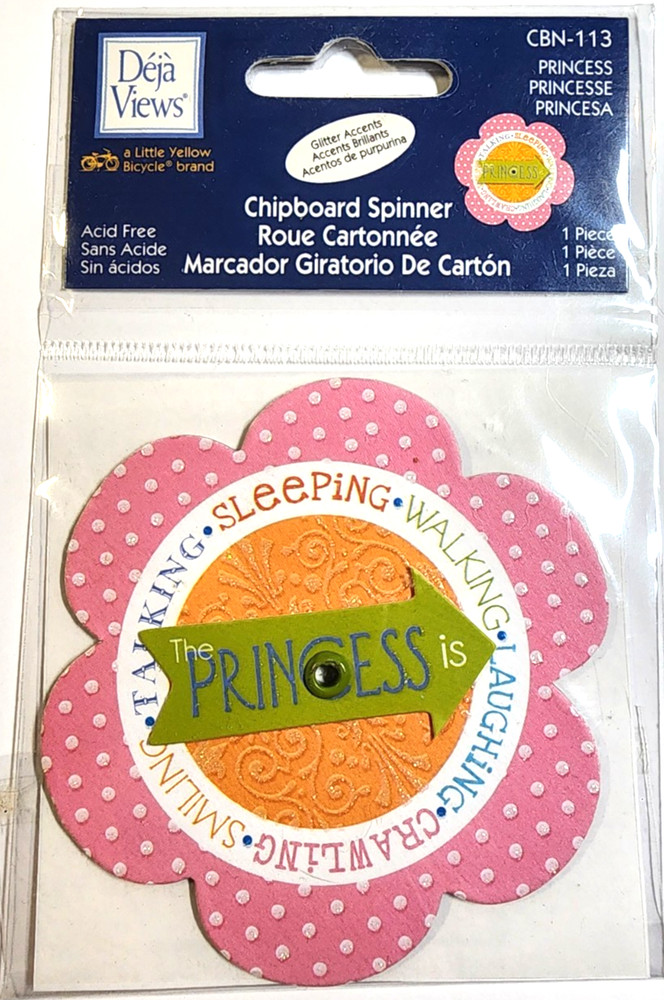 Deja Views Princess Chipboard Spinner Glitter Accents Ephemera Scrapbooking