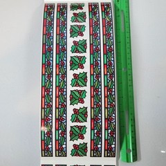 Vintage Frances Meyer Stained Glass Holly Border Sticker Roll Lot of 23 Sheets