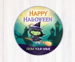 48 Personalized Happy Halloween Treat Bag Stickers Candy Goodie Bag Labels 1.67”