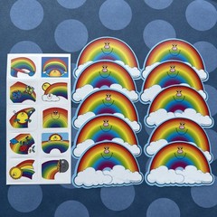 Vintage Carson Dellosa Rainbows Name Tag Bulletin Board Cutout & Stickers Lot