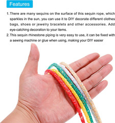 5 Yard 6Mm 0.24 Inch Glitter Sequins Rope Sequins Rhinestone Tube Cord for DIY W