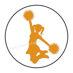 CHEERLEADER ENVELOPE SEALS LABELS STICKERS FAVORS -available in different colors