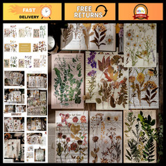Large Dried Flower Stickers – 80PCS Waterproof Transparent Floral Decals for Jou