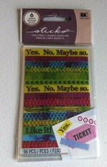 STICKO YES NO MAYBE SO TAPE STRIPS 6 SHEETS 96 PCS EK SUCCESS SCRAPBOOKING *NEW*