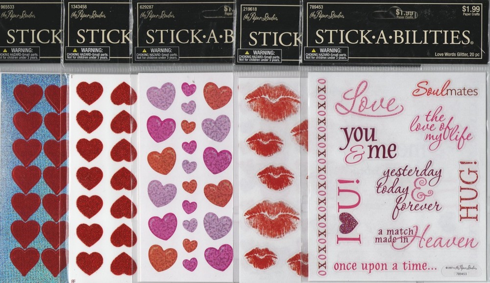 The Paper Studio Stickabilities VALENTINE Stickers~U Pick~Adorable! Quick Ship