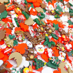100Pcs Christmas Embellishments Set, Flat Back Bulk Mixed Resin Ornament Scrapbo