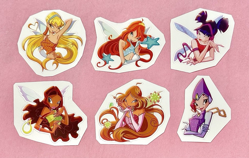 Winx Club Bloom Stella Aisha Flora Tecna Musa Fairy 6 Sticker Set