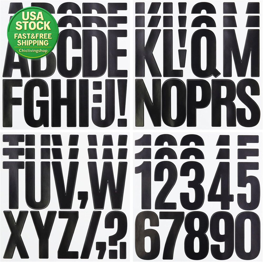 3 Inch Self Adhesive Letter Number Stickers Black 138 Pieces Waterproof DIY