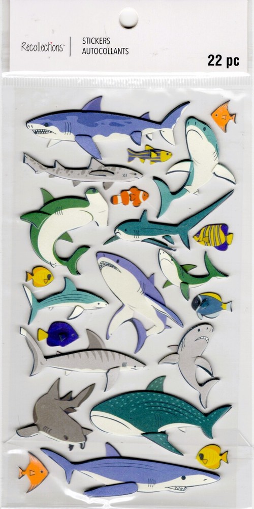 Sharks, 3D scrapbook stickers, 4×7″ – Recollections #668411
