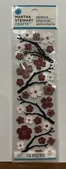 MARTHA STEWART CRAFTS STICKERS- LIGHT/DARK PINK FLOWERS & BROWN BRANCHES -72pc