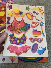 Vintage Lisa Frank Picture Play Reusable Vinyl Stickers Set Ballerina Bear