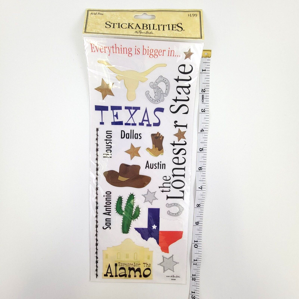 Stickabilities Texas Stickers Lone Star State Hat Boots Cities Cactus Longhorn