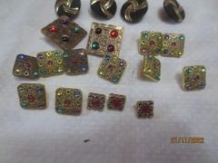 29 Vintage Crafting Buttons Fancy – Black Hats Rhinestone Silver & Gold tone
