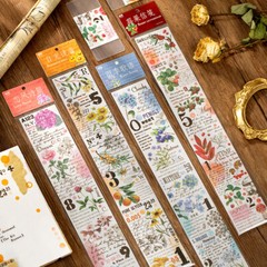 1Pcs Scrapbooking Sticker Strip Washi Vintage Plants Words Craft Journal Decor