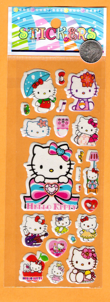 Hello Kitty Stickers – Kitty Playing Guitar, Musical Note, Holding Umbrella