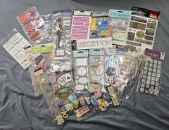 Large Lot of Scarpbooking Supplies Stickers Rub On Words Decorations Stencils