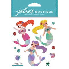 Crafts 3D Stickers Jolee’s Mermaids Swim Suits Long Hair Bubbles Shells Tails