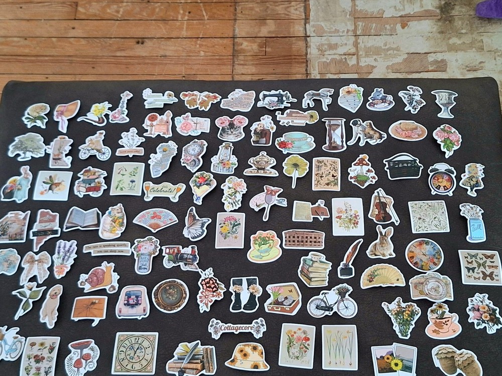 100 Pc Vintage Retro Cottagecore Stickers Colorful New