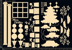 Dusty Attic Scene Mixed Chipboard – Christmas Tree with Shadow Box, DA3200