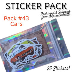 STICKER PACK – Pack #43 – 25 Pieces – Cars