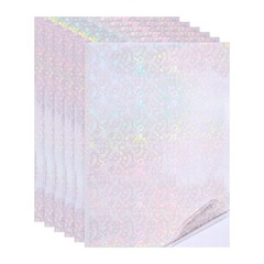 12x8in Holographic Laminate Sheets 6Pcs Sticker Paper Holiday Ribbon Pattern