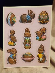Hallmark Vintage 1983 Easter Bunny Stickers Scratch Sniff Chocolate Silly Scents