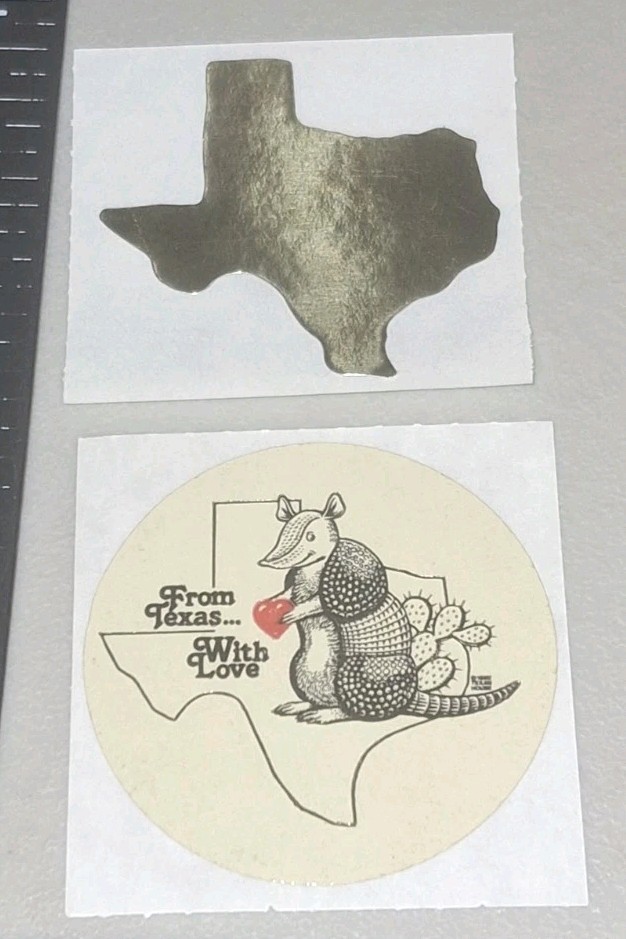 vintage Stickers,TEXAS lot Of 2 Foiled And Themed