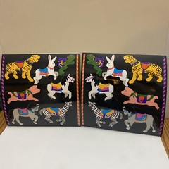 Vintage Mrs Grossmans Lot Of 2-6″ x 6″ 1990 Julie Cohen Carousel Animals