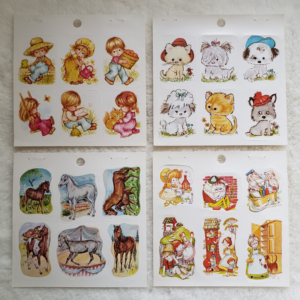 Vintage 1970s 1980s Sticker Sheet Lot, Eureka, Paper Magic, Fairy Tale, Horses