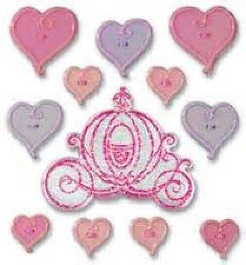 Disney Princess Carriage Disneyland World Pink Purple Heart Buttons
