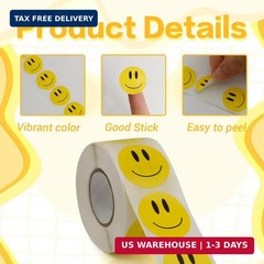 Smiley Face Stickers, 500PCS Happy Face Stickers, 1 Inch Yellow Happy Faces Deca