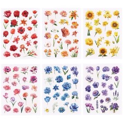375 PCS Transparent Flower Stickers, Floral Scrapbooking Sticker for FLOWER-1