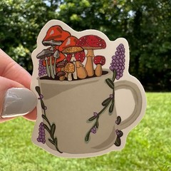 MUSHROOMS fun stickers 50 decals water bottle computer