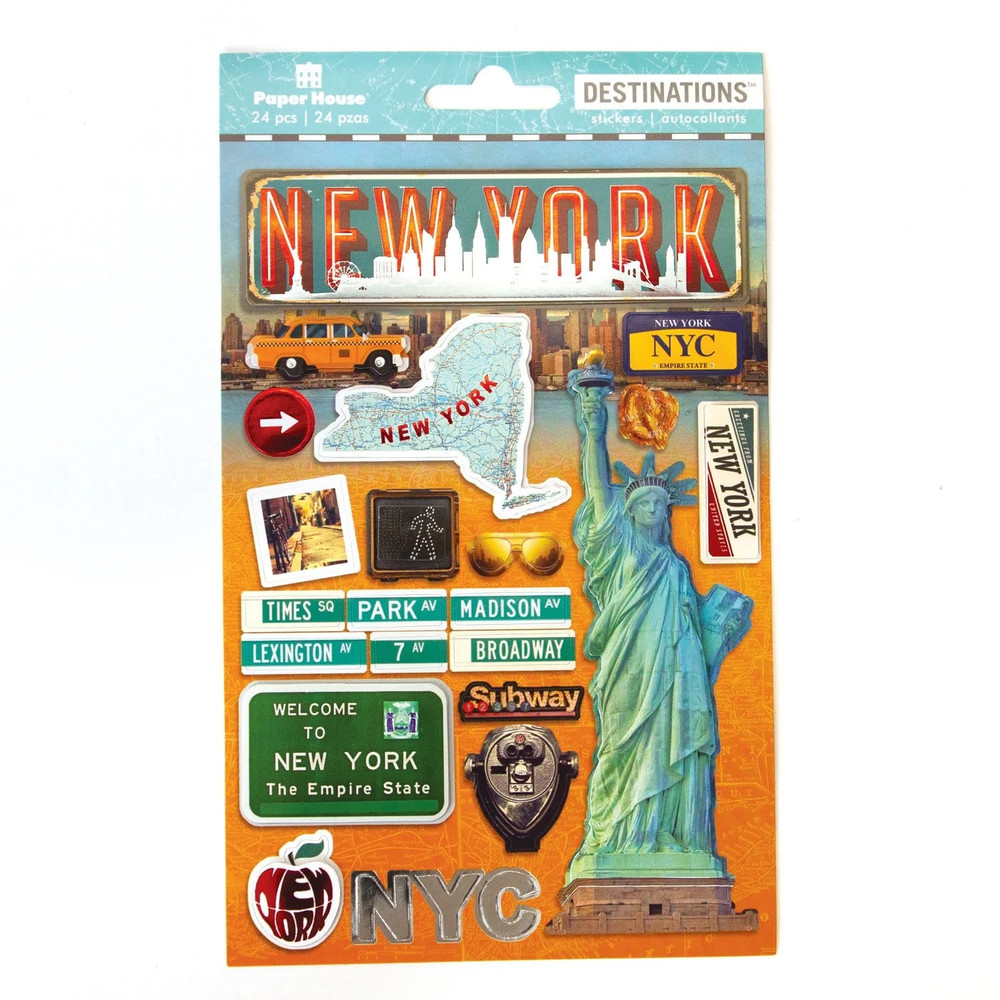 New York Big Apple Vacation 3D Stickers Scrapbook Planner Travel Journal Crafts