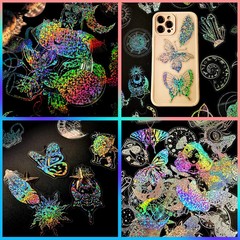 300Pcs Holographic Stickers, Waterproof Colorful Butterfly and Magic World Resin
