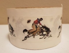 NOS Roll of Vintage 80’S Cowboy On Bucking Bronco Stickers Lot of around 450