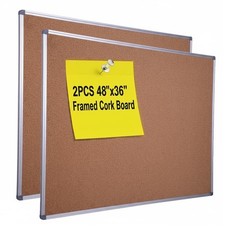 2-Pack Cork Notice Board 48 x 36 Inch, Aluminum Frame Bulletin Board for Wall…