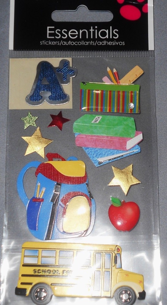 SCHOOL Bus Backpack Books A+ Stars Class Study Apple Teacher Sandylion Stickers