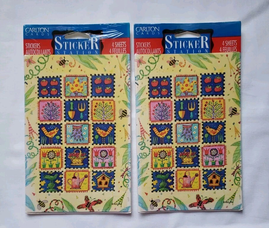 2 Packs Carlton Cards Stickers Garden, Spring Summer Theme 2 Sheets Per Pkg