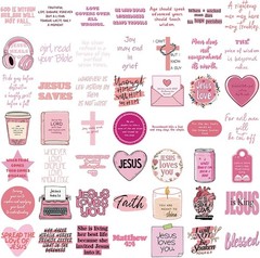 50Pcs Bible Verse Stickers Pink Christian Decals Motivational Sticker