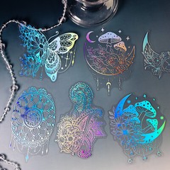 Fantasy Flowers Moon PET Holographic Big Stickers for Journal Planner Papercraft