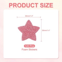 1.4″x1.4″ Star Foam Stickers, 120Pcs EVA Self Adhesive Foam Shape Sticker, Pink