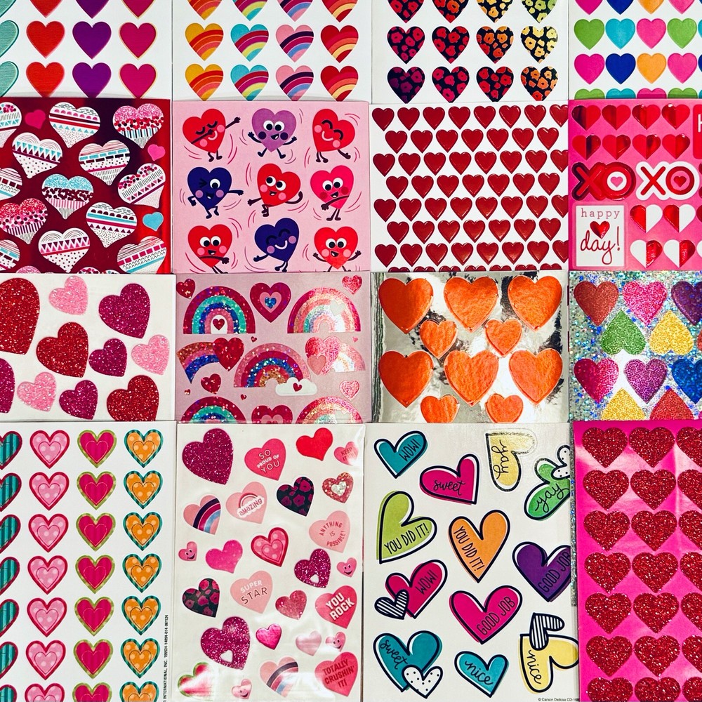 10 Sticker sheets Rainbow Fantasy Stars Smiley Face Hearts Butterflies Flowers