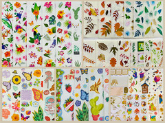 199+ Stickers THEMED Birds Rose Botanical Wild Flowers Butterfly Nature Plants