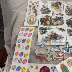 mrs. grossman’s stickers lot Easter Summertime Vtg Cross Happy New Year Hearts