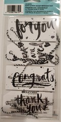 Lot of 6 packs JOLEE’S Boutique Black & White Brushy Sentiment Tags with ties