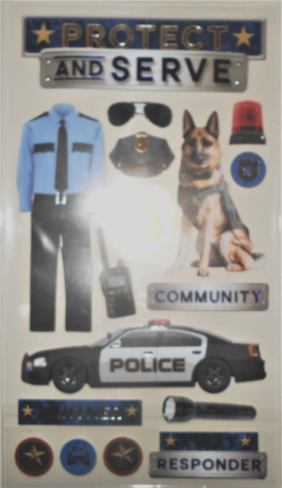 Police Officer K-9 Car Badge Uniform Responder Partner Recollections Stickers