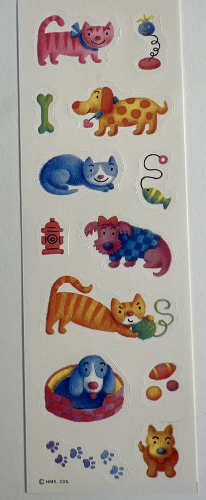 Vintage Hallmark Cat And Dog Stickers (13pcs) 2”x6”