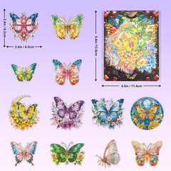 Holographic Gold Foil Butterfly Stickers – 30Pcs Transparent Aesthetic Colorful