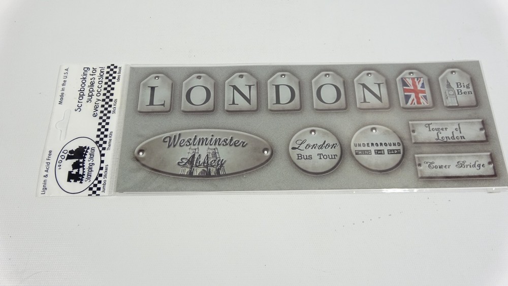 Stamping Station Tags London Antiqued Metallic Scrapbooking Stickers